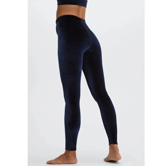 Fabletics Navy Velour Velvet Leggings - Picture 2 of 5